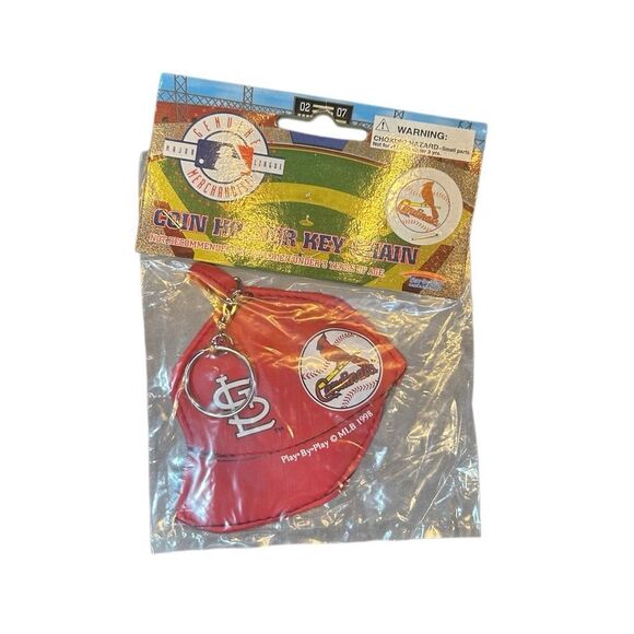 Vintage 1998 MLB Cardinals Red New Coin Holder Key Chain - Picture 1 of 7